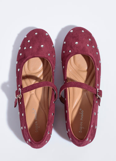 Ballerines babies détails pois métal Bordeaux