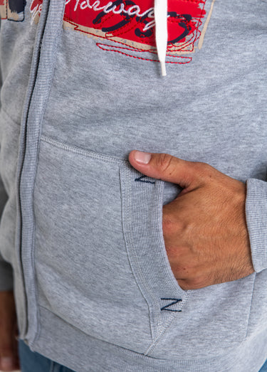 Sweat à capuche zippé poche kangourou Gris/Marine