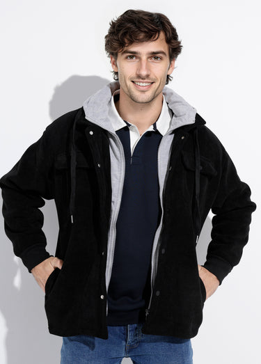 Blouson à capuche effet de superposition Noir