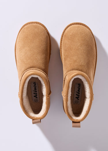Low boots fourrées semelle compensée Camel