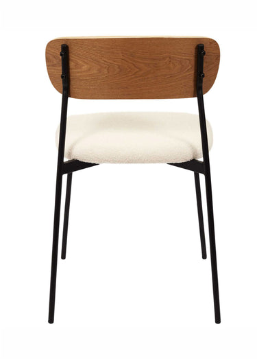 Set 4 Chaises bouclette, dossier bois Blanc/Marron