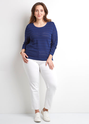 Pull doux col rond manches longues Marine