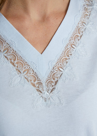 Pyjama détails tulle brodé Bleu Ciel