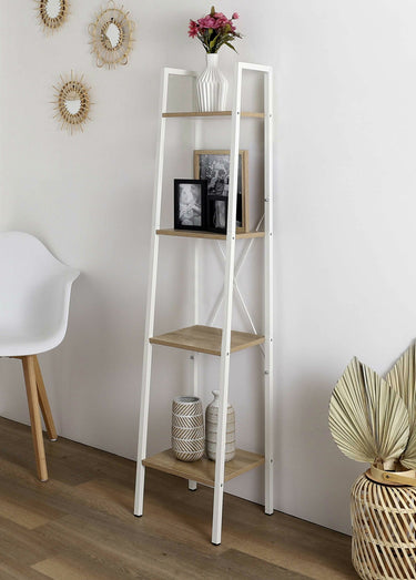 Etagère design métal clair et bois Bois / Blanc