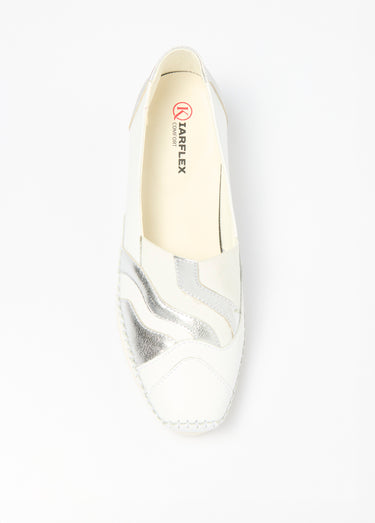 Mocassins élastiqués cuir largeur confort Blanc