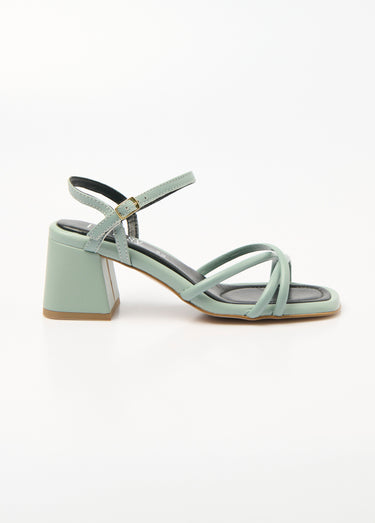 Sandales brides fines avec talon carré Vert