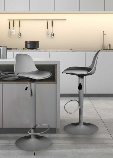 Set 2 Tabourets de bar en simili, 1G Gris