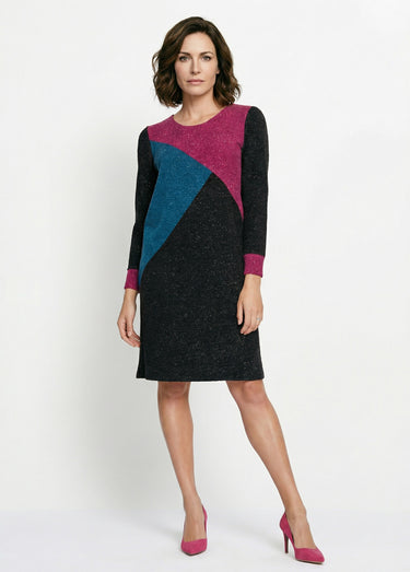 Robe courte droite maille chaude col rond Fond Noir