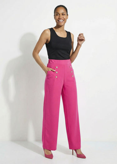 Pantalon effet pont taille élastiquée Fuchsia