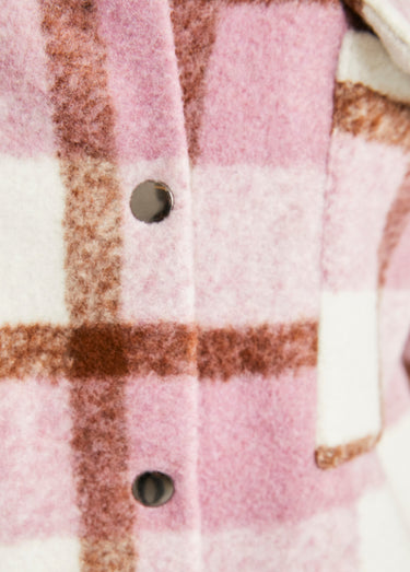 Veste surchemise chaude carreaux Camel/Lilas
