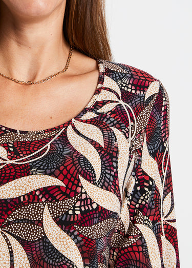 T-shirt droit manches 3/4 imprimé feuillage Imprime Capucine