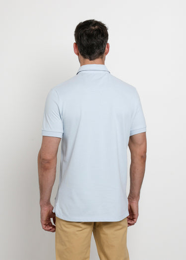Polo en maille piquée à manches courtes Bleu Ciel