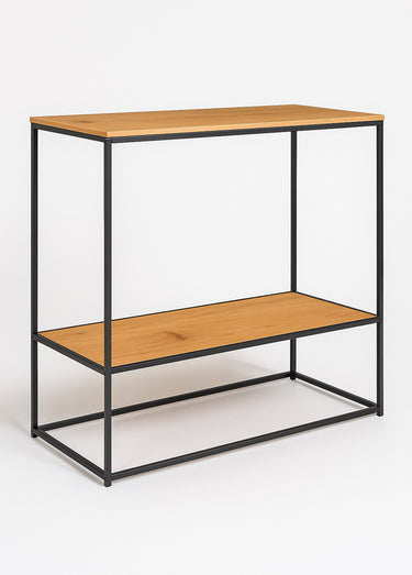 Console élégante 2 niveaux acier et bois Naturel