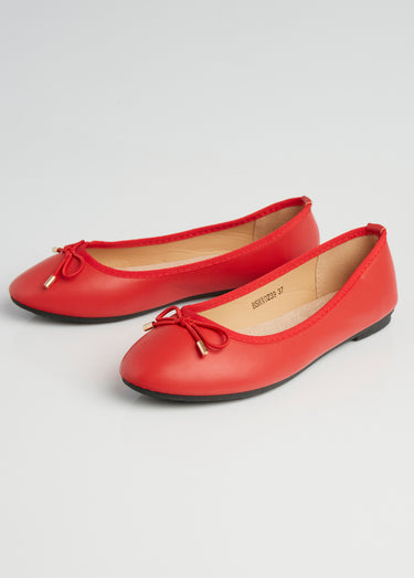 Ballerines talon plat et petit noeud Rouge