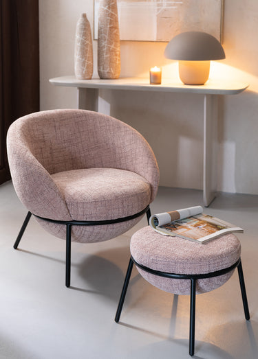 Fauteuil repos tissu + repose pieds 2R Rose