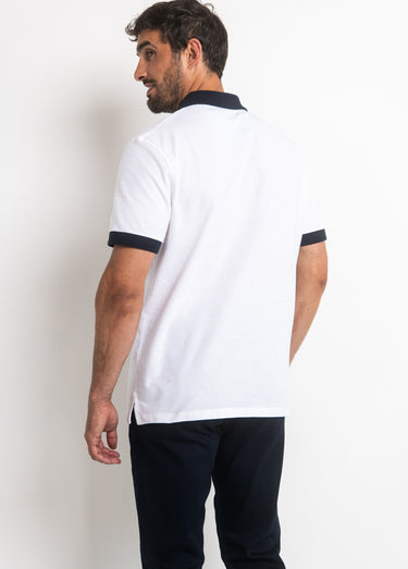 Polo manches courtes détails contrastés Blanc