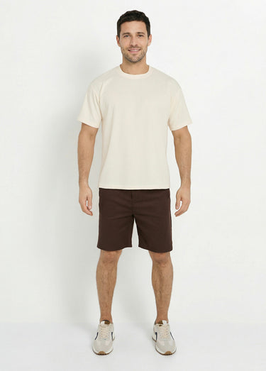 T-shirt maille texturée manches courtes Ecru