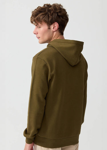 Sweat shirt kangourou à capuche, brodé Kaki
