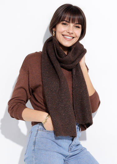 Echarpe chaud maille brillante à sequins Marron