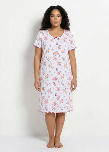 Chemise de nuit coton manches courtes Rose/Peche