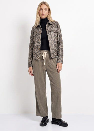 Veste courte en toile motif panthère Leopard