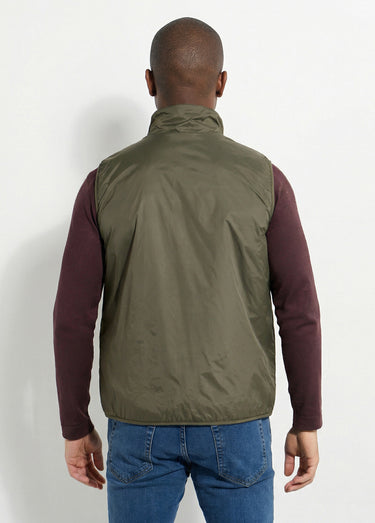 Blouson sans manches déperlant fourré Kaki/Ecru