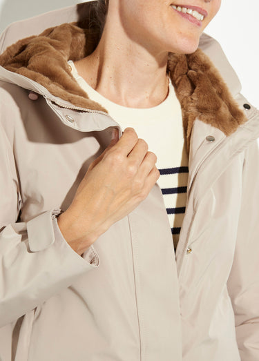 Parka chaude déperlante doublure fourrure Beige