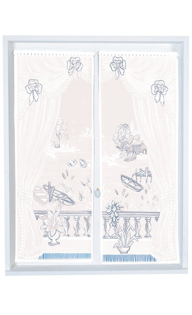 Rideau droit en dentelle fantaisie Blanc