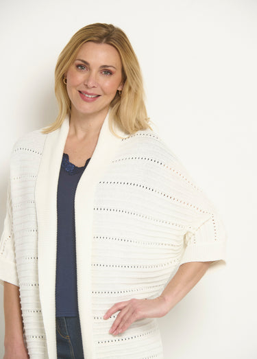 Gilet long ajouré coupe confort Ecru