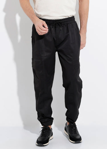 Pantalon cargo bas élastiqué, sportswear Noir