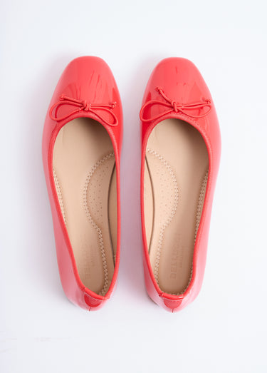 Ballerines vernies plates, petit noeud Vernis Rouge