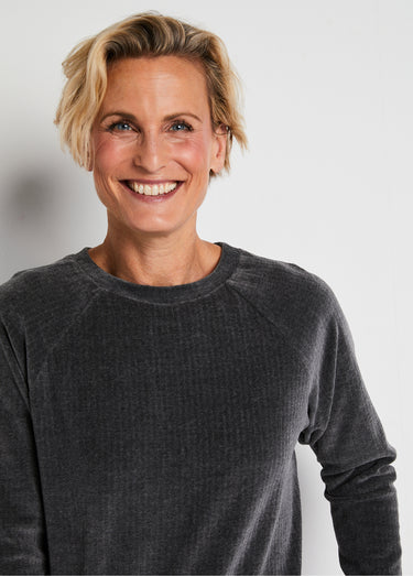 Haut de pyjama sweat en velours côtelé Gris Anthracite