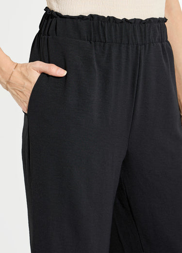 Pantalon large fluide en crêpe Noir