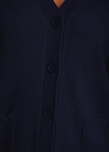 Gilet boutonné maille épaisse Marine