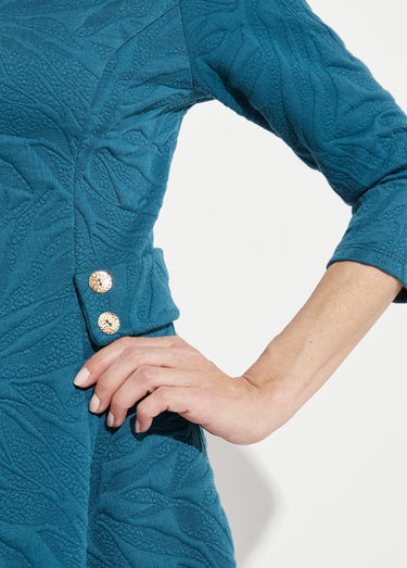 Robe courte galbée jacquard reliefé Bleu Canard
