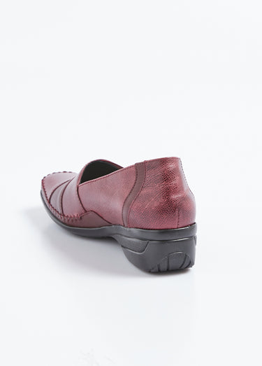 Mocassins compensés élastiqués en cuir Bordeaux