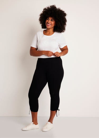 Legging court ceinture élastiqué Uni Noir