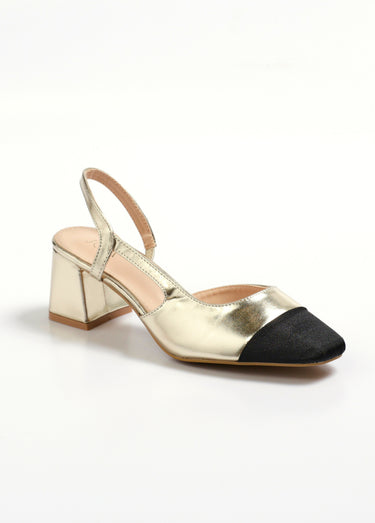 Escarpins bicolores chic en toile Dore