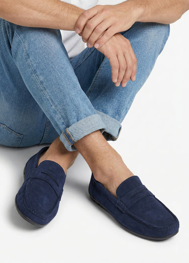 Mocassins suédine, semelle antidérapante Bleu