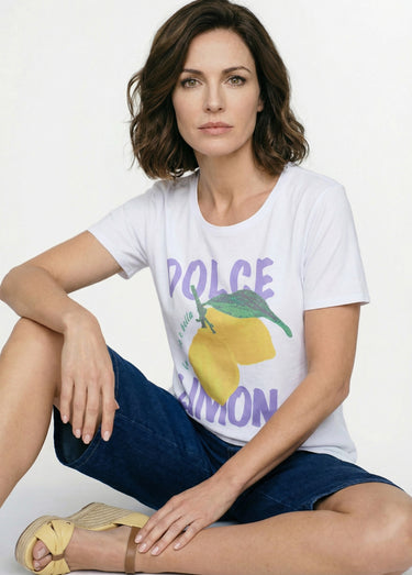 T-shirt à message manches courtes Blanc