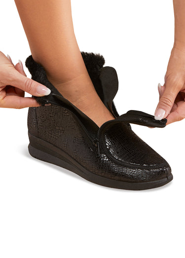 Boots grande largeur double glissière Noir