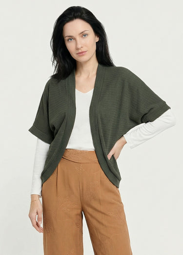 Gilet boléro en maille gaufrée Kaki