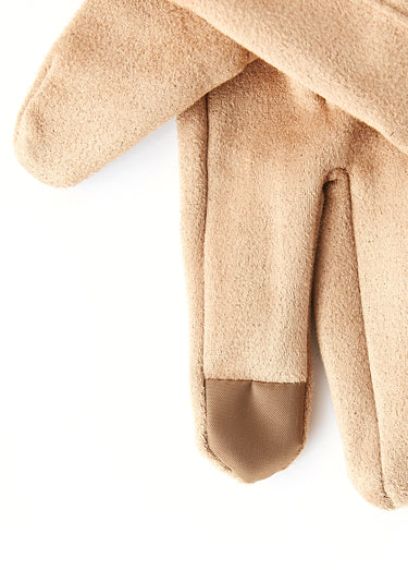 Gants en suédine patte poignet Marron