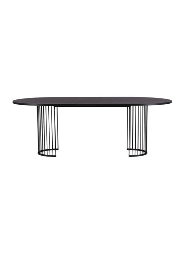 Table ovale foncée, pieds arc de cercle Noir