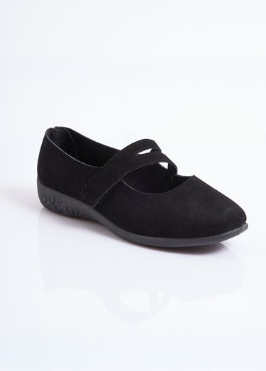 Ballerines scratchées cuir fabriquées en France Noir