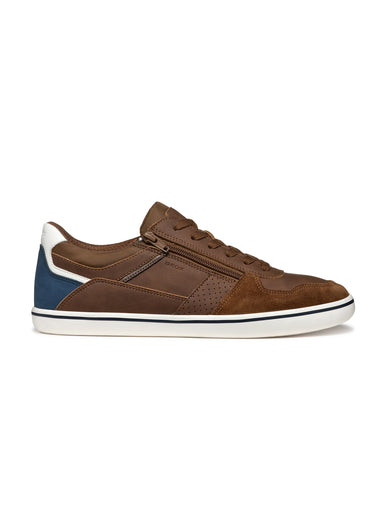 Baskets multimatières lacets et zip Marron