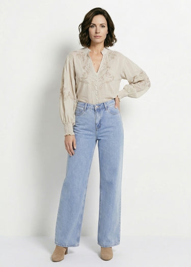 Jean 5 poches coupe wide, spécial GRANDE Bleu Clair
