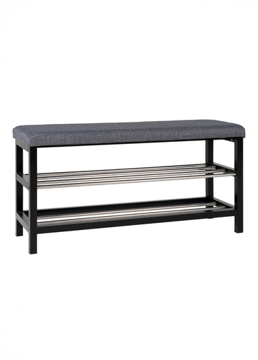 Banc en peuplier, 2 niveaux rangement Gris