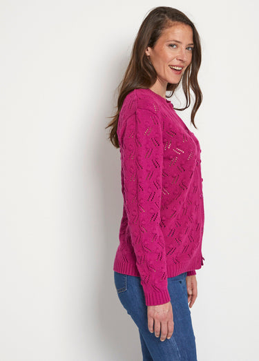 Gilet cardigan boutonné court maille boules Cassis