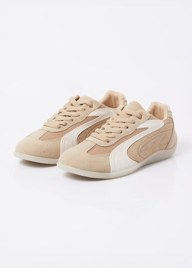 Baskets bicolores + bimatières à lacets Taupe